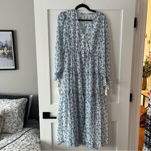 Pinkblush Long Sleeve Floral Dress in Blue